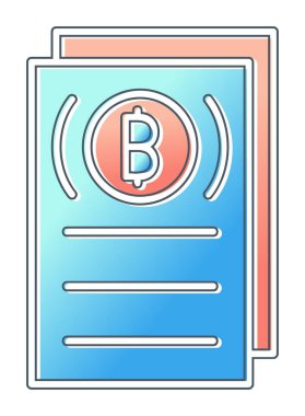 Belgeler ve bitcoin simgesinin vektör illüstrasyonu 