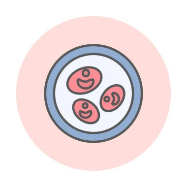 Bakteri petri kabı ve bakteri vektör simgesi 