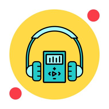 Düz kulaklık simgesi, web afişi, web ve mobil, bilgi grafikleri için vektör illüstrasyon kavramı.