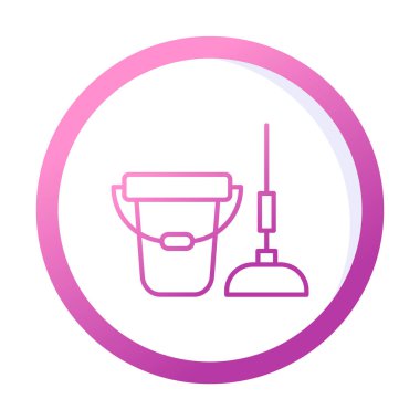 kova ve paspas simgesi, vektör illüstrasyonu  