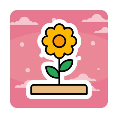  düz çiçek vektör illüstrasyon tasarımı