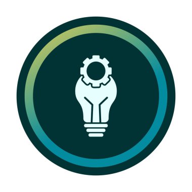 Cogwheel simgesi, vektör illüstrasyonlu ampul 