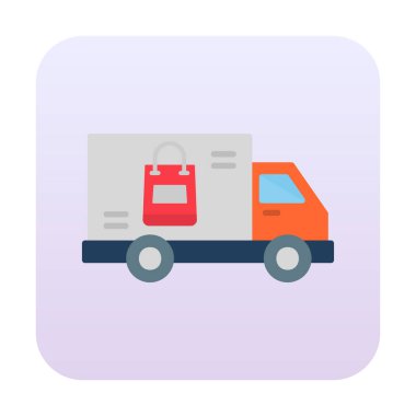 Teslimat kamyonu vektör simgesi modern basit illüstrasyon                        