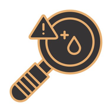 düz büyüteç ve kan testi ikonu vektörü. 