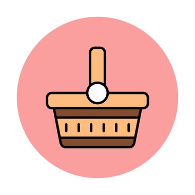 piknik sepeti web simgesi, vektör illüstrasyonu 