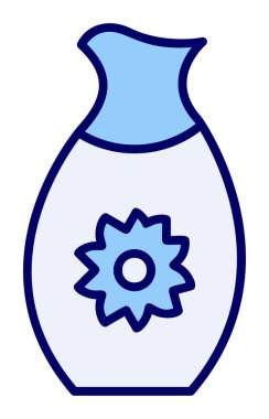 Vektör illüstrasyonu, sakeli kavanoz ikonu, Japon geleneksel alkol içeceği. 