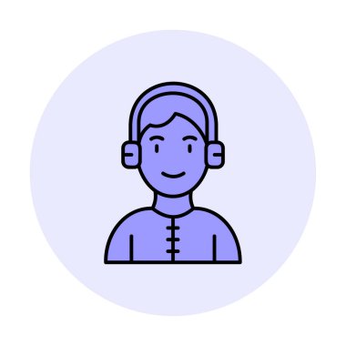 DJ avatar web simgesi, vektör illüstrasyonu 