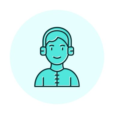 DJ avatar web simgesi, vektör illüstrasyonu 