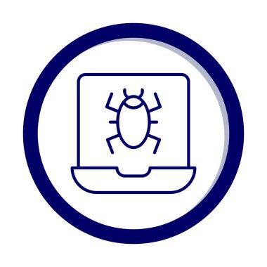 Virüs bulaşmış dizüstü bilgisayar web simgesi, vektör illüstrasyonu