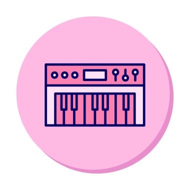  Basit Sentezleyici müzik simgesi vektör illüstrasyonu