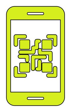 Akıllı Telefon Ekran Web simgesi Qr Kodu, vektör illüstrasyonu 