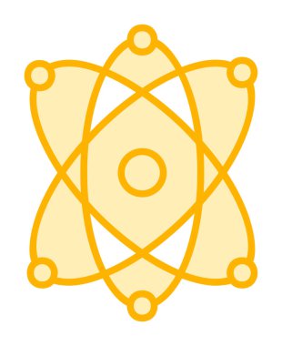 Moda düz biçimli atom simgesi, bilim simgesi vektör illüstrasyonu                     