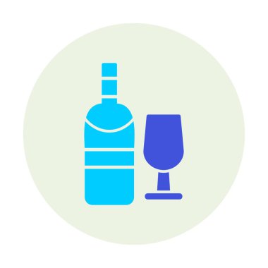 şarap şişe ve cam kutsal kişilerin resmi, vektör çizim  