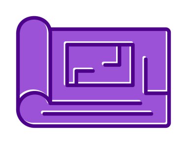 harita düz simgesi, vektör illüstrasyonu