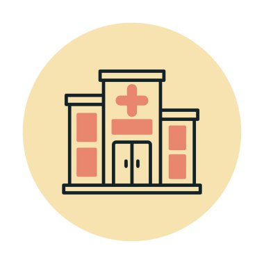 Basit düz hastane binası ikon vektör illüstrasyon tasarımı