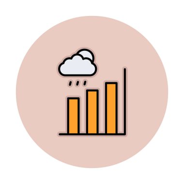 Basit yağmur bulutu ve Grafik simgesi, vektör illüstrasyonu