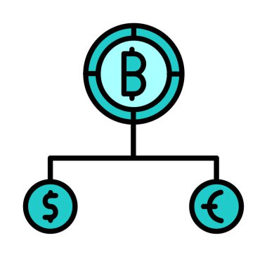 Para birimi yapısını bitcoin, dolar ve avro sembolleriyle böl 