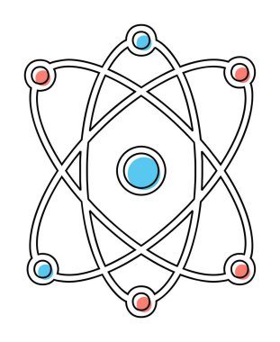 Moda düz biçimli atom simgesi, bilim simgesi vektör illüstrasyonu                     