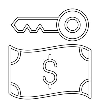 Dolar para birimi ve anahtar simgesi, Fidye yazılımı konsepti, vektör illüstrasyonu  