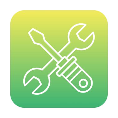 İngiliz anahtarı ve tornavida ikonu. Web için araç vektör simgesinin özet çizimi                              