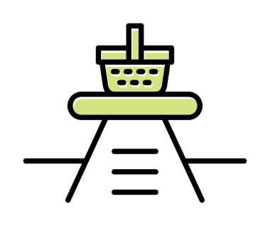 Piknik ikonunda yiyecek içeren sepetin vektör illüstrasyonu 