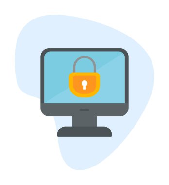 Basit Bilgisayar monitörü Ekran simgesi, vektör illüstrasyonunu kilitle