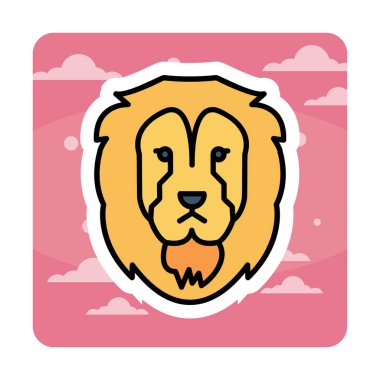 Aslan başı düz simgesi, vektör illüstrasyonu