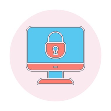 Basit Bilgisayar monitörü Ekran simgesi, vektör illüstrasyonunu kilitle