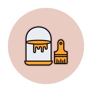 Boya fırçası ve kova vektör çizimi, simge ögesi arkaplanı                    