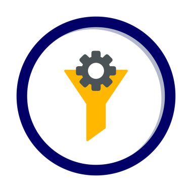 Vites simgesiyle filtre hunisi, vektör illüstrasyonu