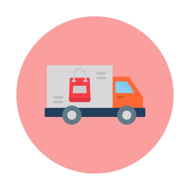 Teslimat kamyonu vektör simgesi modern basit illüstrasyon                        