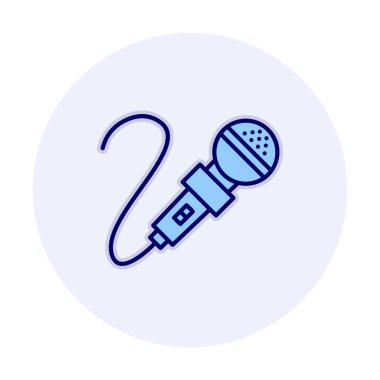 mikrofon simgesi uzun mavi arkaplanda izole edildi.