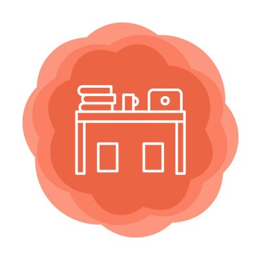 ofis masası simgesi, basit vektör illüstrasyonu