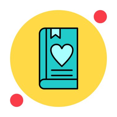 Yer imi simgesi olan aşk kitabı, basit vektör illüstrasyonu 