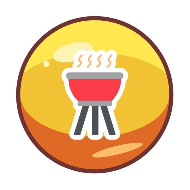 Barbekü. Web simgesi basit illüstrasyon                  