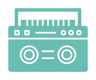  Boombox düz simgesi, vektör çizimi