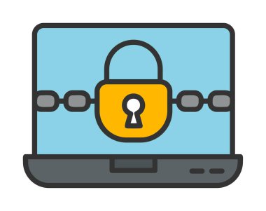 Basit düz Ransomware bilgisayar simgesi çizimi  