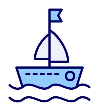 Basit düz yelkenli simgesi çizimi 