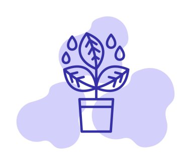 Yapraklı saksıda bitki, vektör çizimi 