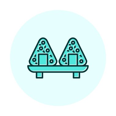 Onigiri sushi simgesi, vektör illüstrasyonu 