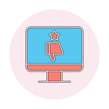 Kötü İnceleme simgesi, vektör illüstrasyonlu basit ekran