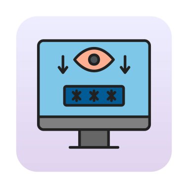 Basit Bilgisayar Casus Yazılımı simgesi, vektör illüstrasyonu