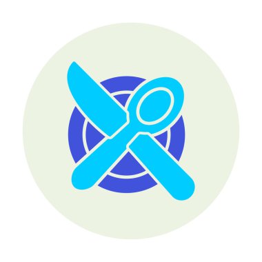 bıçak ve çatal tabakta, yemek ikonu, vektör illüstrasyonu  