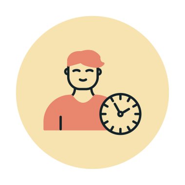 Saat simgesi olan adam, Zaman Yönetimi sembolü, vektör illüstrasyonu 