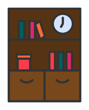 kitaplık düz simge, vektör illüstrasyonu 