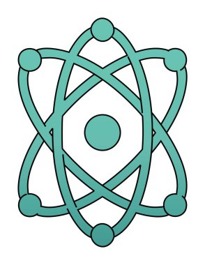 Moda düz biçimli atom simgesi, bilim simgesi vektör illüstrasyonu                     