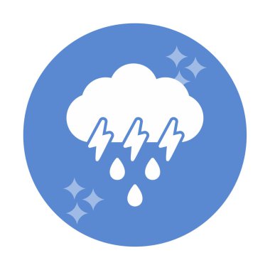 Gök gürültülü yağmurlu bulut sembolü, hava durumu ikonu, vektör illüstrasyonu 