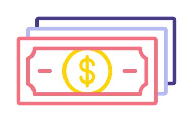 Dolar para çizgisi simgesi, vektör illüstrasyonu