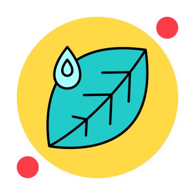 Su damlası ve yaprak simgesinin vektör çizimi