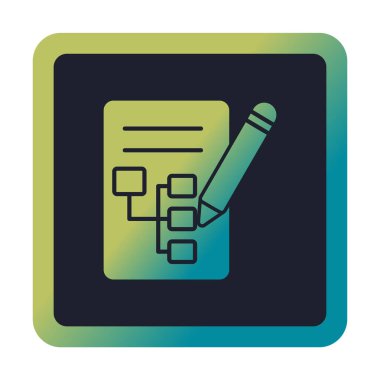 Kalem simgesi ile yazma Planı, vektör illüstrasyonu basit  